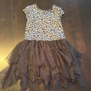 Pippa & Julie Leopard Print Dress with Brown Tulle Skirt